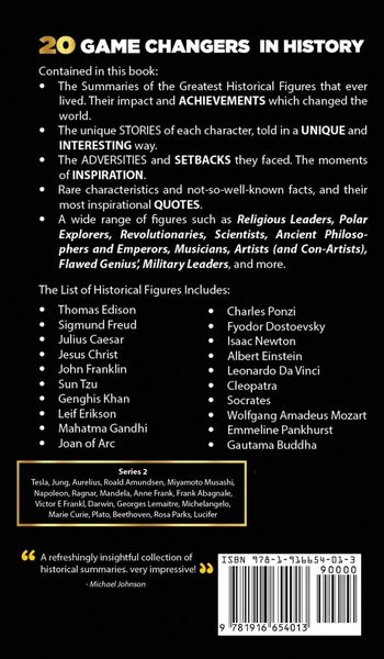 Produktbild: 20 Game Changers In History (Series 1); A Note on the Lives and Impact of these Great Minds & Historical Figures (Edison, Freud, Mozart, Joan Of Arc, Jesus, Gandhi, Einstein, Buddha, and more)