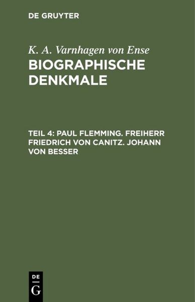 Produktbild: Paul Flemming. Freiherr Friedrich von Canitz. Johann von Besser