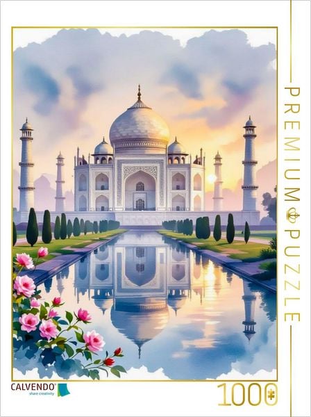 Produktbild: CALVENDO Puzzle Taj Mahal - Strahlende Liebeserkl&auml;rung | 1000 Teile Lege-Gr&ouml;&szlig;e 64x48cm Foto-Puzzle f&uuml;r gl&uuml;ckliche Stunden