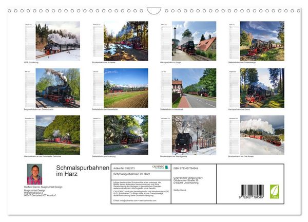 Produktbild: Schmalspurbahnen im Harz (Wandkalender 2026 DIN A3 quer), CALVENDO Monatskalender