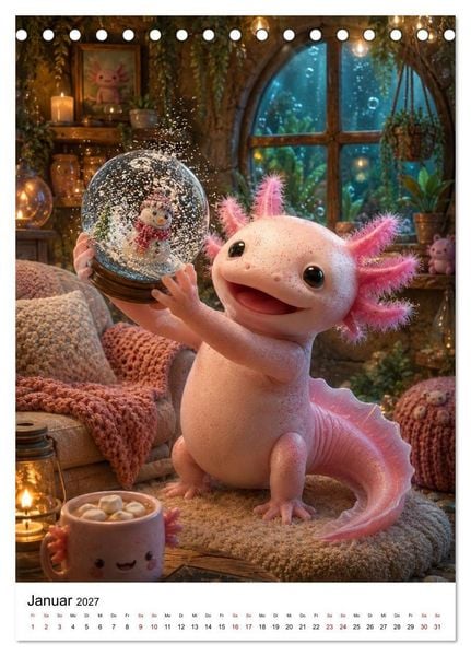 Produktbild: Axolotl durchs ganze Jahr (Tischkalender 2027 DIN A5 hoch), CALVENDO Monatskalender