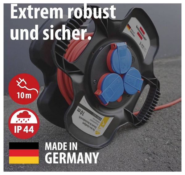 Produktbild: Brennenstuhl 1169710100 Kabeltrommel 10 m Rot Schutzkontakt-Stecker