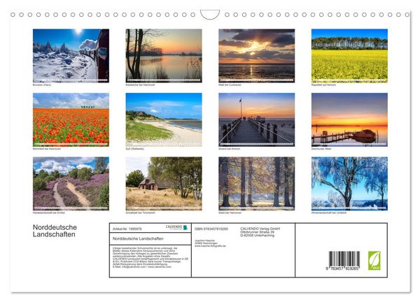Produktbild: Norddeutsche Landschaften (Wandkalender 2026 DIN A3 quer), CALVENDO Monatskalender