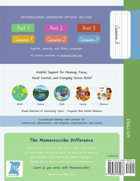 Produktbild: Handwriting Practice Workbook - United States of America, States and Capitals - Cursive, Level 3