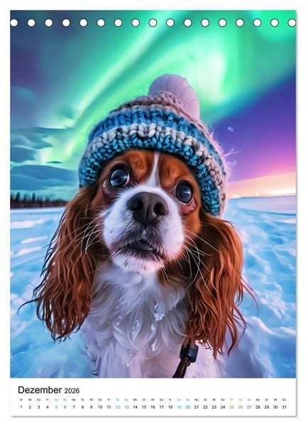Produktbild: Cavalier King Charles Spaniel - Lustige Weltenreise im Selfie-Modus (Tischkalender 2026 DIN A5 hoch), CALVENDO Monatskalender