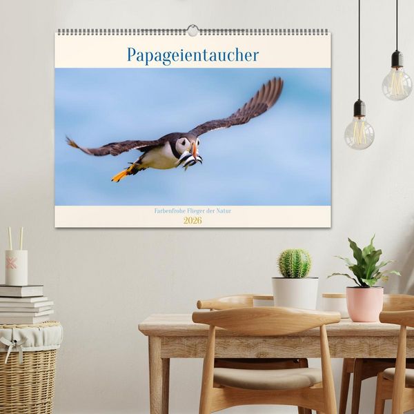 Produktbild: Papageientaucher - Farbenfrohe Flieger der Natur (Wandkalender 2026 DIN A2 quer), CALVENDO Monatskalender
