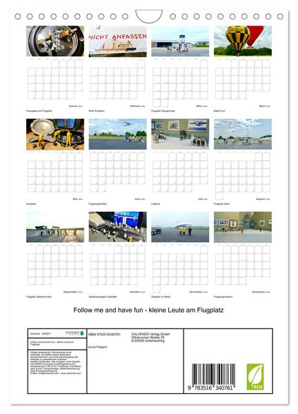 Produktbild: Follow me and have fun - kleine Leute am Flugplatz (Wandkalender 2026 DIN A4 hoch), CALVENDO Monatskalender