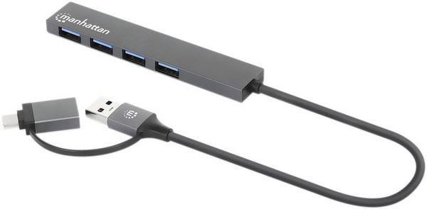 Manhattan 181006 USB-Hub 4 Port USB-A USB 3.0 5 GBit/s Spacegrau 181006