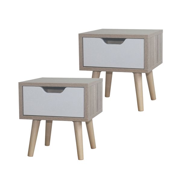 Produktbild: HTI-Living Nachttisch 1 Schublade 2er-Set Thekla Sonoma Weiß