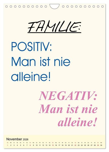 Produktbild: Spr&uuml;che-Kalender. Lustiges f&uuml;r die Familie! (Wandkalender 2026 DIN A4 hoch), CALVENDO Monatskalender