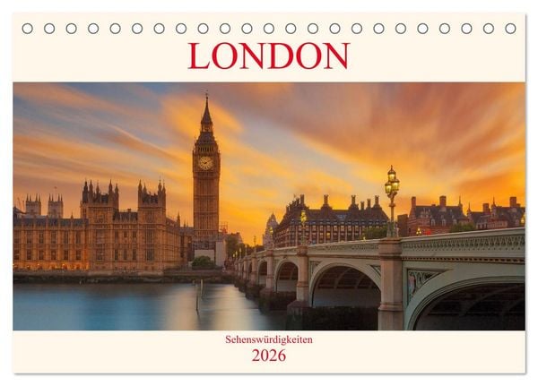 London Sehenswürdigkeiten (Tischkalender 2026 DIN A5 quer), CALVENDO Monatskalender