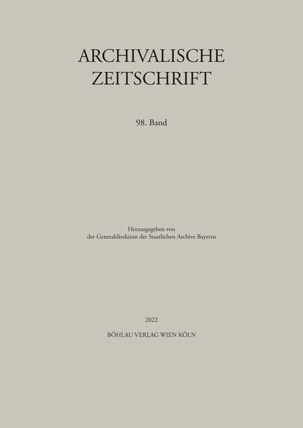 Produktbild: Archivalische Zeitschrift 98 (2022)