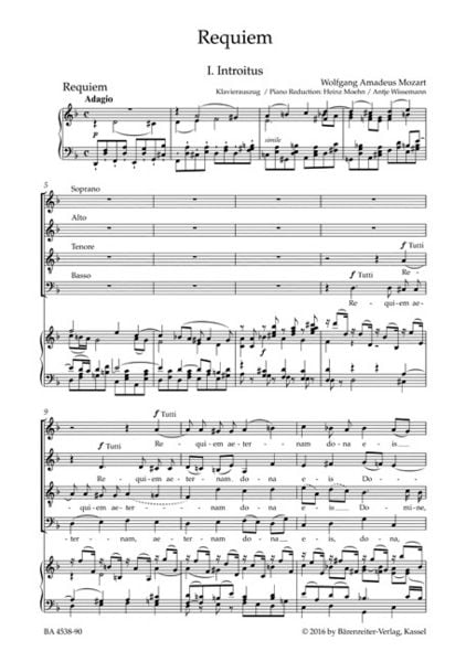 Produktbild: Requiem d-Moll KV 626, Klavierauszug