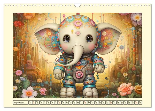 Produktbild: Fabelhafte Maschinen. Pop-Surrealistische Roboter-Tiere (Wandkalender 2026 DIN A3 quer), CALVENDO Monatskalender