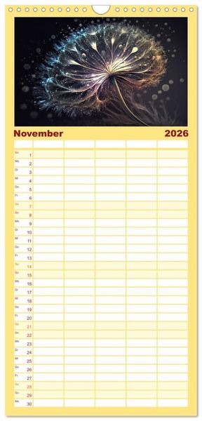 Produktbild: Familienplaner 2026 - Kosmische Bl&uuml;ten mit 5 Spalten (Wandkalender, 21 x 45 cm) CALVENDO