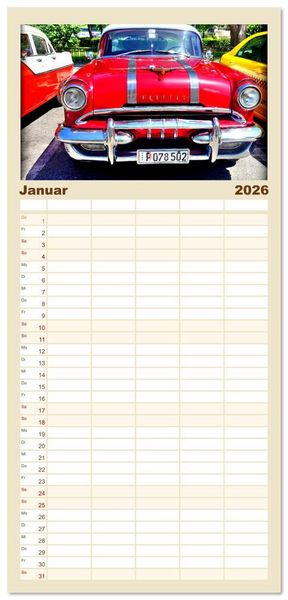 Produktbild: Familienplaner 2026 - PONTIAC '55 mit 5 Spalten (Wandkalender, 21 x 45 cm) CALVENDO