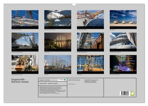 Produktbild: Segelschiffe - Maritime Details (Wandkalender 2026 DIN A2 quer), CALVENDO Monatskalender