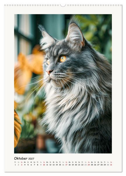 Produktbild: Main-Coon-Katzen. Sanfte Riesen im Gr&uuml;nen (hochwertiger Premium Wandkalender 2027 DIN A2 hoch), Kunstdruck in Hochglanz