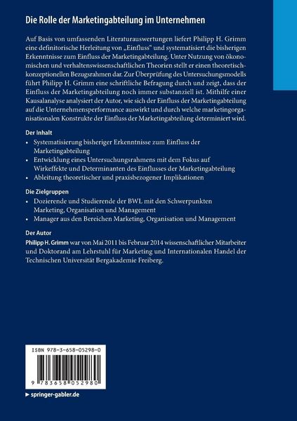 Produktbild: Die Rolle der Marketingabteilung im Unternehmen