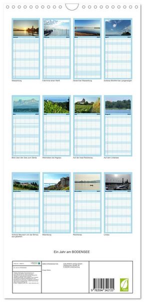 Produktbild: Familienplaner 2027 - Ein Jahr am BODENSEE mit 5 Spalten (Wandkalender, 21 x 45 cm) CALVENDO