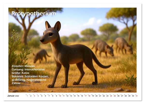 Produktbild: Urige Pal&auml;ofauna pr&auml;historisch und niedlich (Wandkalender 2026 DIN A2 quer), CALVENDO Monatskalender