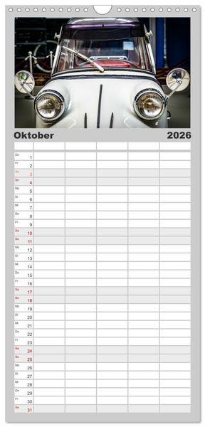 Produktbild: Familienplaner 2026 - Oldtimer: detailverliebt mit 5 Spalten (Wandkalender, 21 x 45 cm) CALVENDO