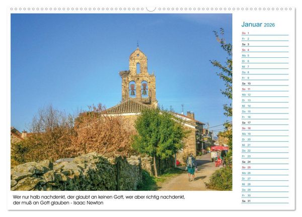 Produktbild: Mein Weg nach Santiago de Compostela mit Zitaten (Wandkalender 2026 DIN A2 quer), CALVENDO Monatskalender