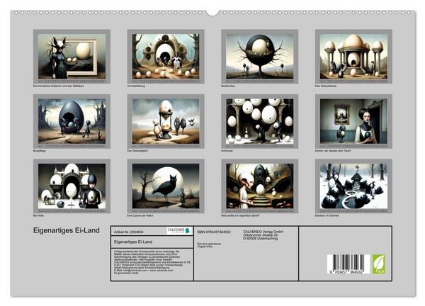 Produktbild: Eigenartiges Ei-Land (hochwertiger Premium Wandkalender 2026 DIN A2 quer), Kunstdruck in Hochglanz