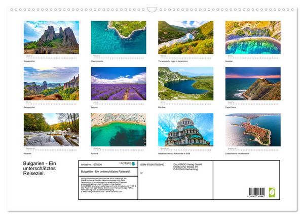 Produktbild: Bulgarien - Ein untersch&auml;tztes Reiseziel. (Wandkalender 2026 DIN A2 quer), CALVENDO Monatskalender