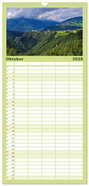 Produktbild: Familienplaner 2026 - Pustertal - Das gr&uuml;ne Tal S&uuml;dtirols mit 5 Spalten (Wandkalender, 21 x 45 cm) CALVENDO