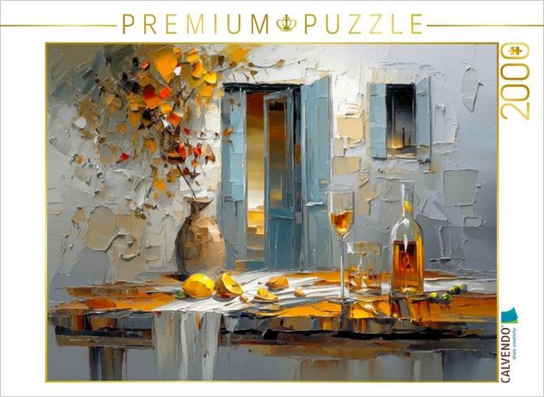 CALVENDO Puzzle Eine rustikale mediterrane Tafel nach dem Mittagessen | 2000 Teile Lege-Größe 90x67cm Foto-Puzzle für glückliche Stunden, Sonstige von