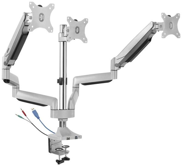 Produktbild: SpeaKa Professional Monitorhalterung SP-MM-940 3 Display(s) 33,0 cm (13") - 81,3 cm (32") Silber Schwenkbar, Neigbar, H&ouml;henverstellbar, Rotierbar