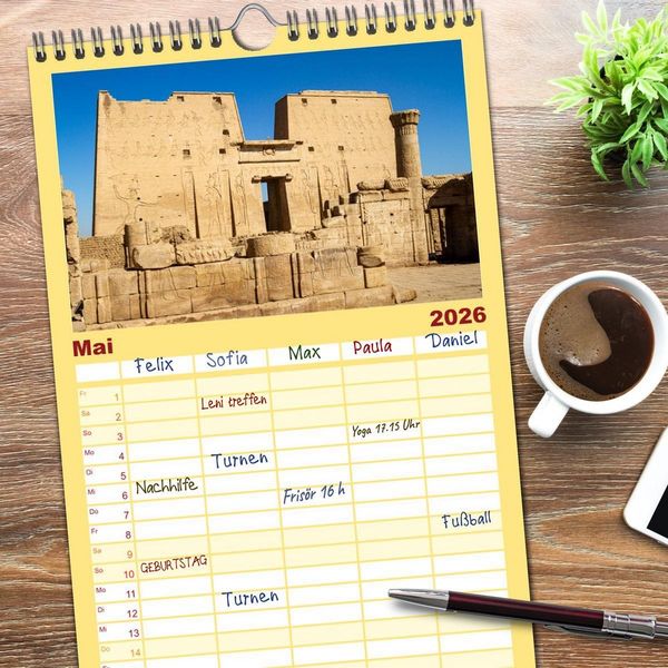 Produktbild: Familienplaner 2026 - Das Erbe der Pharaonen mit 5 Spalten (Wandkalender, 21 x 45 cm) CALVENDO