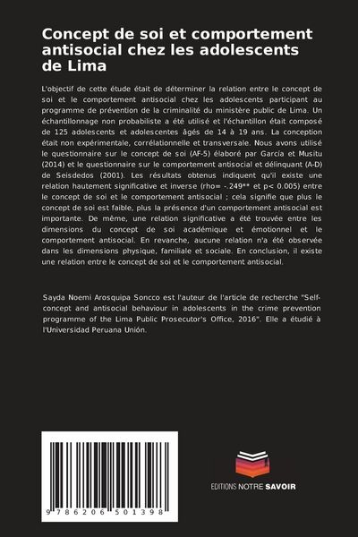 Produktbild: Concept de soi et comportement antisocial chez les adolescents de Lima