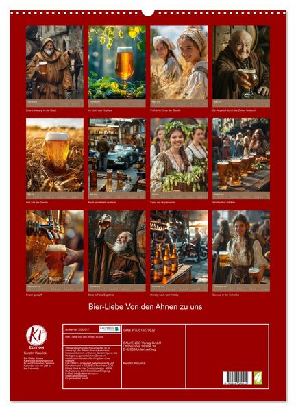 Produktbild: Bier-Liebe Von den Ahnen zu uns (Wandkalender 2026 DIN A2 hoch), CALVENDO Monatskalender