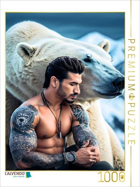 Produktbild: CALVENDO Puzzle Abenteurer mit einem Eisb&auml;ren in der Arktis | 1000 Teile Lege-Gr&ouml;&szlig;e 64x48cm Foto-Puzzle f&uuml;r gl&uuml;ckliche Stunden