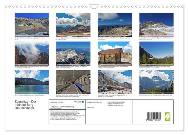 Produktbild: Zugspitze - Der h&ouml;chste Berg Deutschlands (Wandkalender 2026 DIN A3 quer), CALVENDO Monatskalender