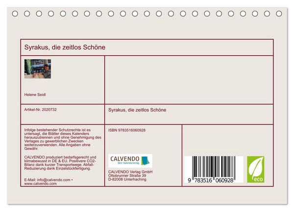 Produktbild: Syrakus, die zeitlos Sch&ouml;ne (Tischkalender 2026 DIN A5 quer), CALVENDO Monatskalender