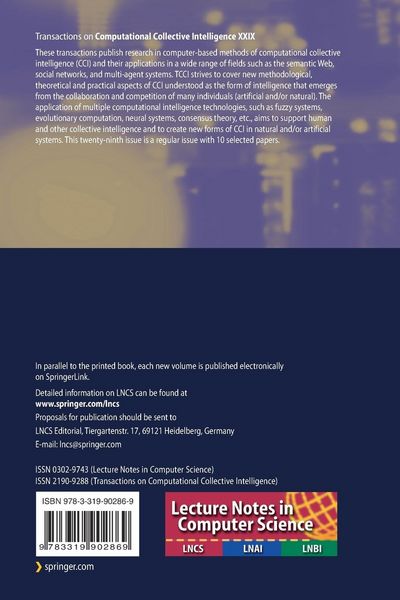 Produktbild: Transactions on Computational Collective Intelligence XXIX