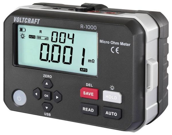 Produktbild: VOLTCRAFT R-1000 Mikroohmmeter 1 &micro;Ω 1A Datenspeicher Akkubetrieb