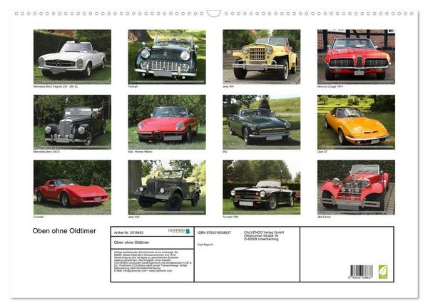 Produktbild: Oben ohne Oldtimer (Wandkalender 2026 DIN A2 quer), CALVENDO Monatskalender