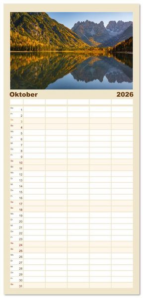 Produktbild: Familienplaner 2026 - S&uuml;dtirol Impressionen mit 5 Spalten (Wandkalender, 21 x 45 cm) CALVENDO
