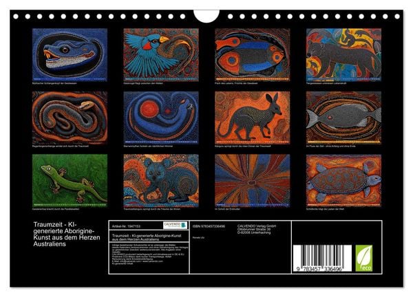 Produktbild: Traumzeit - KI-generierte Aborigine-Kunst aus dem Herzen Australiens (Wandkalender 2026 DIN A4 quer), CALVENDO Monatskalender