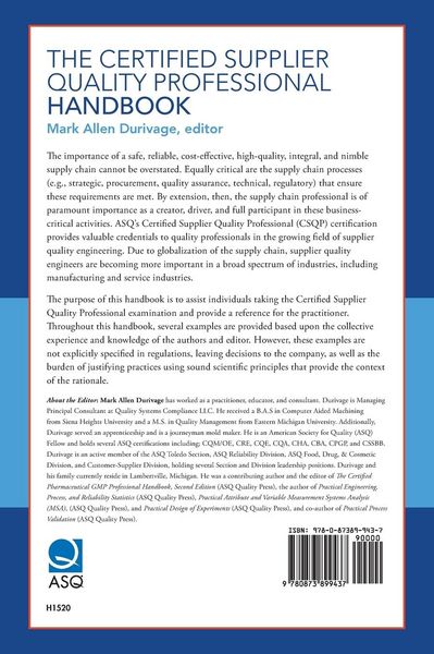 Produktbild: The Certified Supplier Quality Professional Handbook