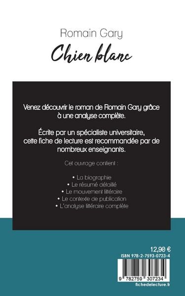 Produktbild: Chien blanc de Romain Gary (fiche de lecture et analyse compl&egrave;te de l'oeuvre)