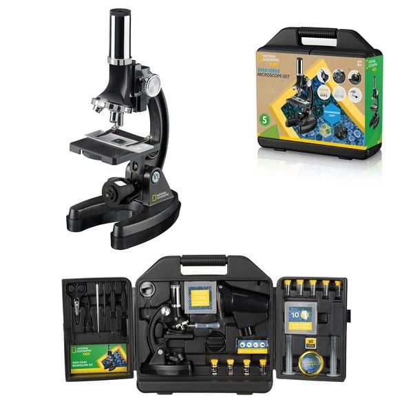 Produktbild: Bresser 13610 - NATIONAL GEOGRAPHIC KiDS Einsteiger-Mikroskop-Set mit 300-1200x Verg&ouml;&szlig;erung, inkl. Koffer und Zubeh&ouml;r