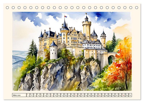 Produktbild: M&auml;rchenschl&ouml;sser und Burgen (Tischkalender 2026 DIN A5 quer), CALVENDO Monatskalender