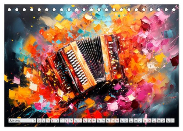 Produktbild: Musical Instruments CHARMING MODERN PRESENTATION (Desk Calendar 2026 DIN A5 landscape), CALVENDO 12 Month DeskCalendar