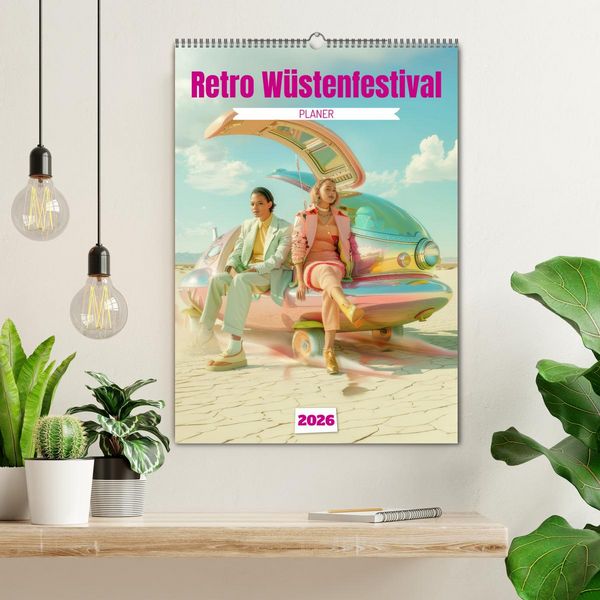 Produktbild: Retro W&uuml;stenfestival - Planer (Wandkalender 2026 DIN A2 hoch), CALVENDO Monatskalender