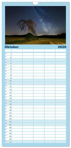 Produktbild: Familienplaner 2026 - Welt unter Sternen mit 5 Spalten (Wandkalender, 21 x 45 cm) CALVENDO